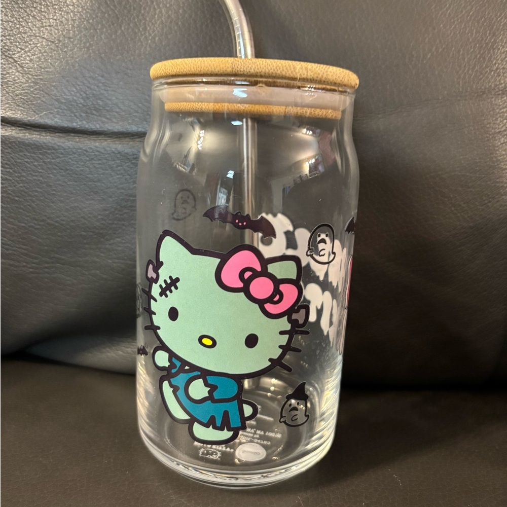 Hello Kitty Frankie Glass Mug with Pink and Blue Design